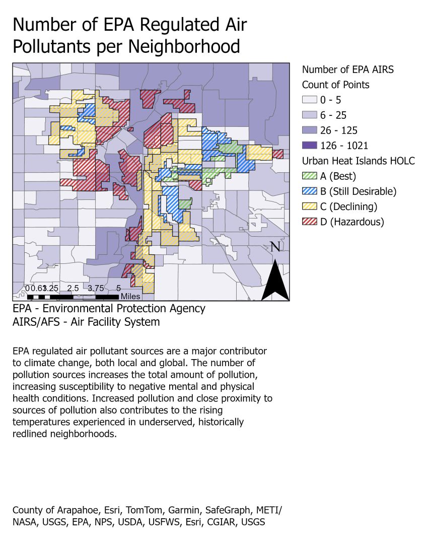 Number of EPA Regulated Air Pollutants per Neighborhood in Denver, Colorado